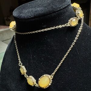 Layering Vintage Gold-tone, Yellow Stone Necklace